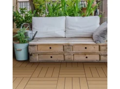 ECD Germany WPC Terrassenfliesen 30x30 cm 55er Spar Set Teak in Holzoptik Garten