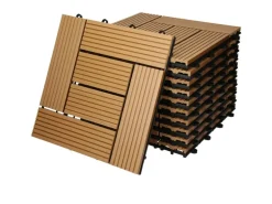 ECD Germany WPC Terrassenfliesen 30 x 30 cm 55er Spar Set Teak Mosaik Holzoptik