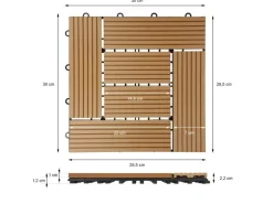 ECD Germany WPC Terrassenfliesen 30 x 30 cm 55er Spar Set Teak Mosaik Holzoptik