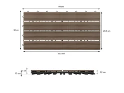 ECD Germany WPC Terrassenfliesen 60x30cm 12er Spar Set Dunkelbraun in Holzoptik
