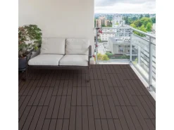 ECD Germany WPC Terrassenfliesen 60x30cm 12er Spar Set Dunkelbraun in Holzoptik