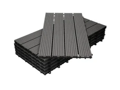 ECD Germany WPC Terrassenfliesen 60x30 cm 30er Spar Set Anthrazit in Holzoptik