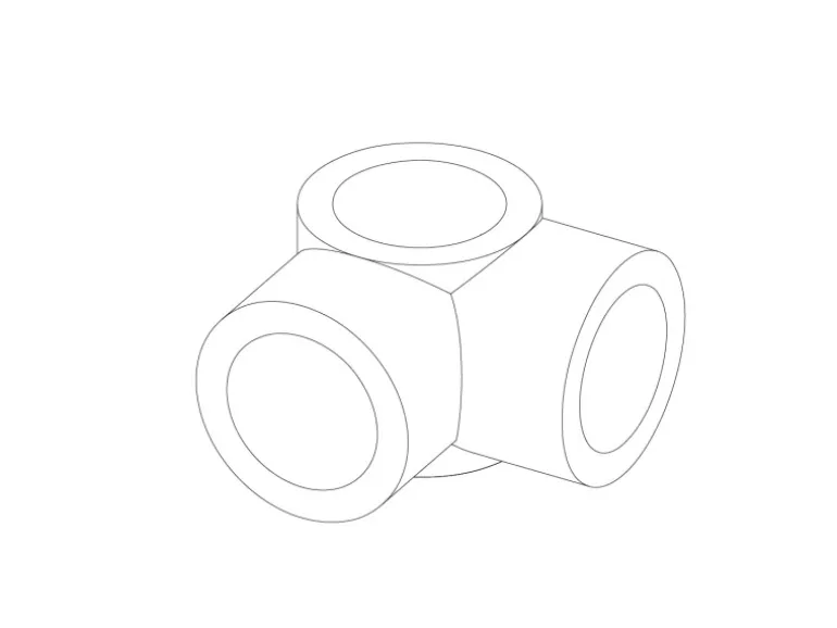 Eckstück Durchgehend 90° Schwarz matt für Stahlrohr Ø 2,7 cm