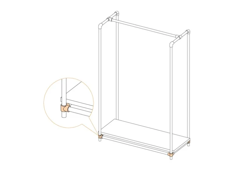 Eckstück Durchgehend 90° Schwarz matt für Stahlrohr Ø 2,7 cm
