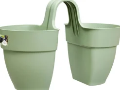 Elho Geländertopf Vibia Campana Flower Twin 21 cm x 38 cm x 26,5 cm Pistaziengrü