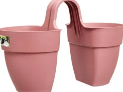 Elho Geländertopf Vibia Campana Flower Twin 21 cm x 38 cm x 26,5 cm Puderrosa