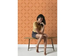 ESTAhome Tapete Abgenutzte Fliesen Orangebraun 50 X 900 Cm 131481