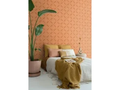 ESTAhome Tapete Abgenutzte Fliesen Orangebraun 50 X 900 Cm 131481