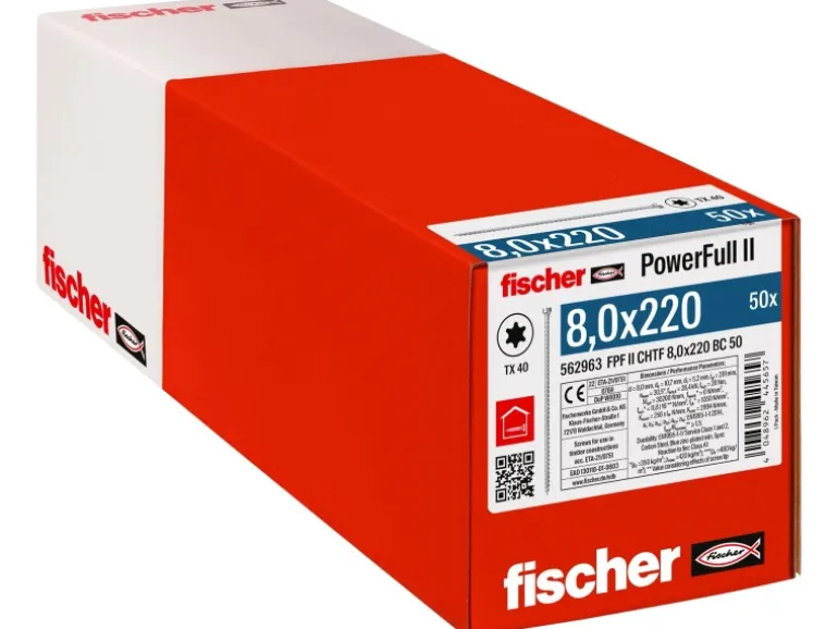 Fischer Holz-/Spanplattenschraube PowerFull II Ø 8 mm x 220 mm 50 Stück