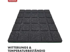 Floordirekt Fallschutzmatte Elastikmatte Fallschutzplatte mit Drainage 50 x 50 x 3 cm Grün
