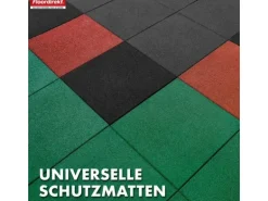 Floordirekt Fallschutzmatte Elastikmatte Fallschutzplatte mit Drainage 50 x 50 x 4 cm Grau