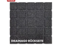 Floordirekt Fallschutzmatte Elastikmatte Fallschutzplatte mit Drainage 50 x 50 x 3,5 cm Rot