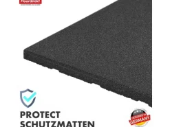 Floordirekt Fallschutzmatte Elastikmatte Fallschutzplatte mit Drainage 50 x 50 x 2,5 cm Schwarz