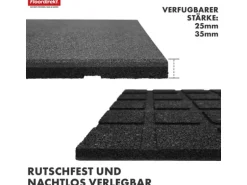 Floordirekt Fallschutzmatte Elastikmatte Fallschutzplatte mit Drainage 50 x 50 x 2,5 cm Grau