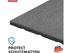 Floordirekt Fallschutzmatte Elastikmatte Fallschutzplatte mit Drainage 50 x 50 x 2,5 cm Grau