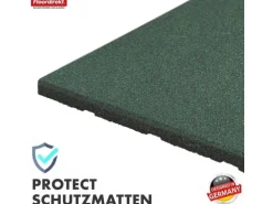 Floordirekt Fallschutzmatte Elastikmatte Fallschutzplatte mit Drainage 50 x 50 x 4 cm Grün