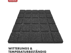 Floordirekt Fallschutzmatte Elastikmatte Fallschutzplatte mit Drainage 50 x 50 x 3 cm Grau