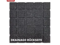 Floordirekt Fallschutzmatte Elastikmatte Fallschutzplatte mit Drainage 50 x 50 x 4 cm Rot