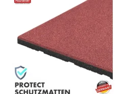 Floordirekt Fallschutzmatte Elastikmatte Fallschutzplatte mit Drainage 50 x 50 x 4 cm Rot