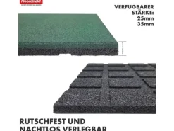 Floordirekt Fallschutzmatte Elastikmatte Fallschutzplatte mit Drainage 50 x 50 x 3,5 cm Grün