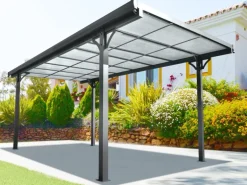 Floraworld Flachdach-Einzelcarport Aluminium Anthrazit 300 cm x 496 cm