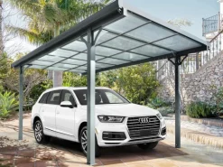 Floraworld Flachdach-Einzelcarport Aluminium Anthrazit 300 cm x 496 cm