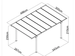 Floraworld Flachdach-Einzelcarport Aluminium Anthrazit 300 cm x 496 cm