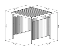 Floraworld Multifunktionsunterstand Smoke Vorderseite Offen 204 x 214 x 214 cm