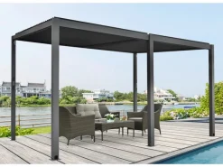 Floraworld Pergola mit Lamellendach Anthrazit 400 cm x 310 cm