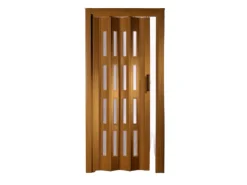 Forte Premium Kunststoff Falttür Luciana in Buche mit 4 Fenstern