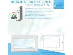 Framelux Kunststofffenster Proline Anthrazit 2-Fach Verglasung 800 x 550 mm Rechtsanschlag