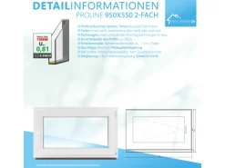 Framelux Kunststofffenster Proline Anthrazit 2-Fach Verglasung 950 x 550 mm Rechtsanschlag