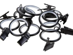 Gardinenringe mit Klammern Schwarz Ø 19 mm