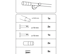 Gardinia Gardinenstangen-Set Elba 1-Lauf Ø 16/19 mm Ivory 120 cm - 210 cm