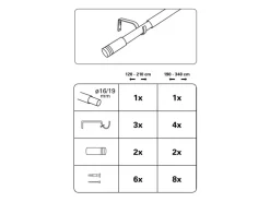 Gardinia Gardinenstangen-Set Zylinder Ø 16/19 mm Edelstahl 120 cm - 210 cm