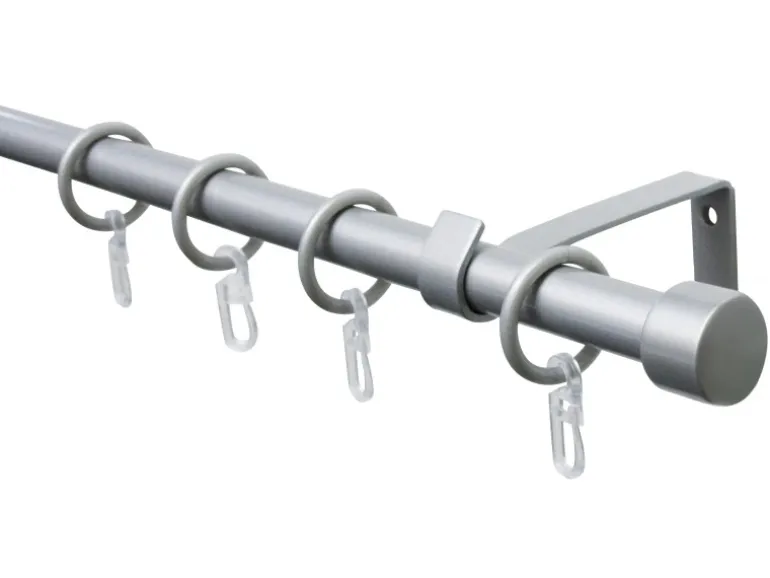Gardinia Gardinenstangen-Set Cap 1-Lauf Ø 16/13 mm Silber
