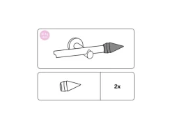 Gardinia Holz-Endknopf Country Kegel für Ø 25 mm Kolonial gebürstet 2-er Pack