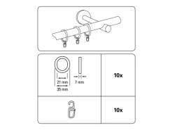 Gardinia Holz-Gardinenringe für Vitragestange Montana Kiefer/Natur 10-er Pack
