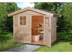 Gartenhaus 123 Gr.2 Satteldach Natur 28 mm