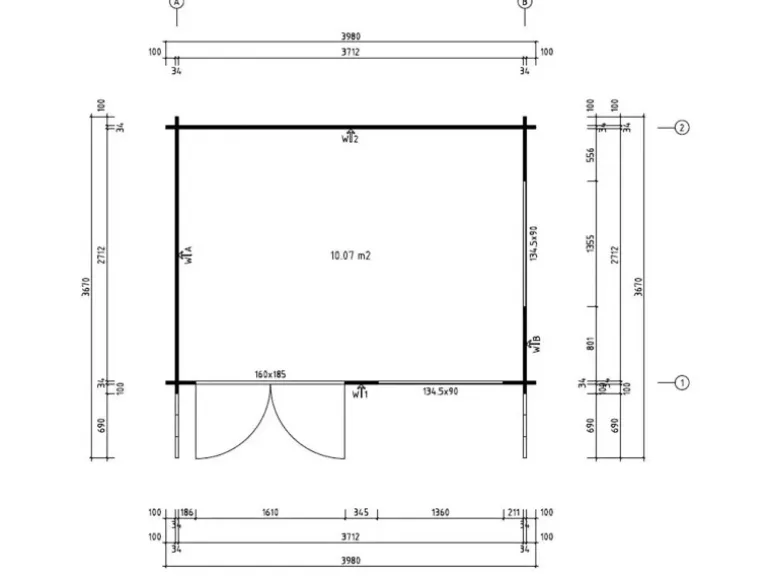 Gartenhaus Gabriel-34, 428x367 cm, Natur