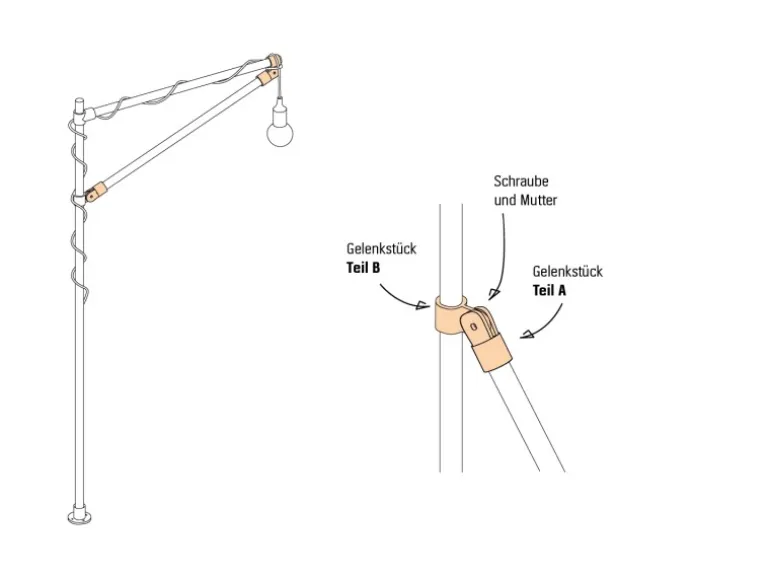 Gelenkstück Teil B Schwarz matt für Stahlrohr Ø 2,7 cm