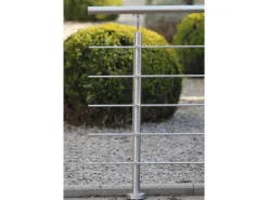 Geländerset Edelstahl mit Waagerechten Rundstäben Montage von Oben 100 x 150 cm