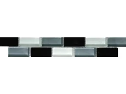 Glasbordüre Brick Schwarz Grau 5 cm x 25 cm