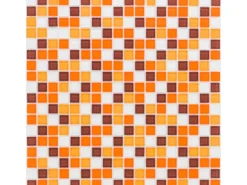 Glasmosaikmatte Simpli Orange-Braun-Mix klein 30 cm x 30 cm