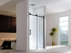 Glaszentrum Hagen - 110x195cm Nischentür Schiebetür Duschtür - Schwarz