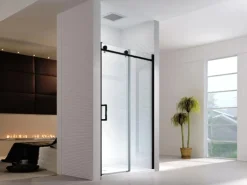 Glaszentrum Hagen - 125x195cm Nischentür Schiebetür Duschtür - Schwarz