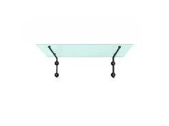 Glaszentrum Hagen L 180x90 cm Glasvordach inkl. Halter Schwarz Milchglas