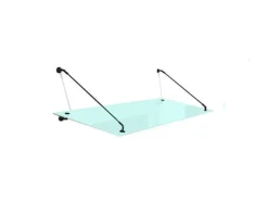 Glaszentrum Hagen STB 120x90 cm Glasvordach inkl. Halter Schwarz Milchglas