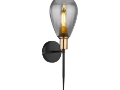 Globo Wandlampe Fanni 1-flammig Schwarz matt-Rauchfarben 150 x 480 mm