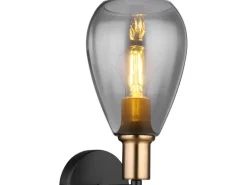 Globo Wandlampe Fanni 1-flammig Schwarz matt-Rauchfarben 150 x 480 mm